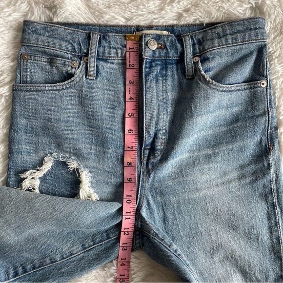Madewell | Classic Straight Jean, Medium Wash, Distress, 27 - Picture 9 of 13